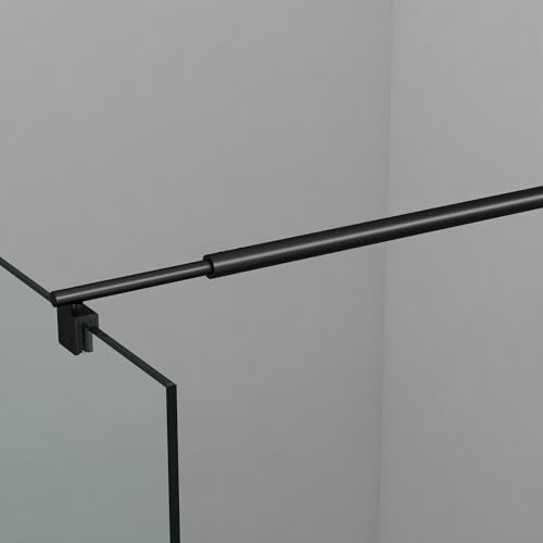 Dusche Einziehbar Stabilisator 73-123 cm Matt Schwarz, Edelstahl Haltestange Stabilisierungsstange für Glasstärken 8-10 mm für Walk-in Duschabtrennung Duschwand Duschkabine