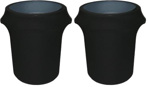 Image of YOUR CHAIR COVERS - 32 Gallon Stretch Spandex Fitted Trash Can /Waste Container Cover - Black (Cover ONLY, Trash CAN NOT Included) (Pack of 2)