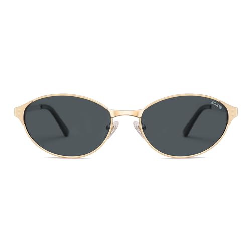 Image of SOJOS Retro Oval Polarized Sunglasses for Women Men, Trendy Chic Cat Eye 90s Y2K Sunnies SJ1266