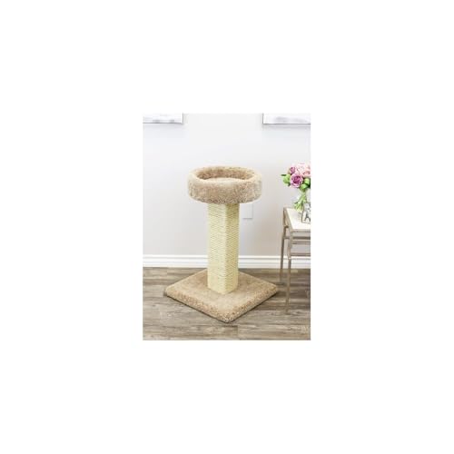 Poste rascador torre para gatos con cama compacta y estilizada miniatura 2
