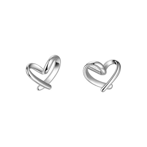 Small Silver Heart Stud Earrings, Minimalist Hypoallergenic Tiny Hearted for Women Tragus Cartilage Pierced Ear Jewelry Cover