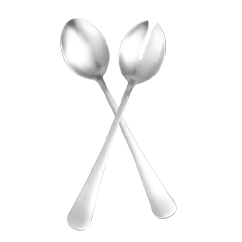 Hemobllo 2 Piezas Utensilios para Servir Ensaladas Acero Inoxidable Tenedor y Cuchara de Mango Resistente la Oxidación para Uso Diario y Actividades