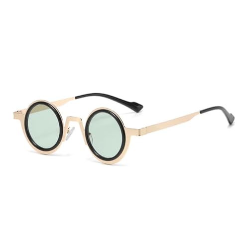 Lunettes de soleil rondes en métal style punk vintage avec verres transparents UV400 pour femme