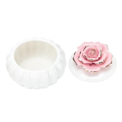 FOMIYES Boîte De Rangement Élégante En Céramique Nordique Couvercle Scellé, Pot à Motifs Floraux Rose, Boîte De Conservation Pratique Pour Bijoux Et Petits Objets, Maison