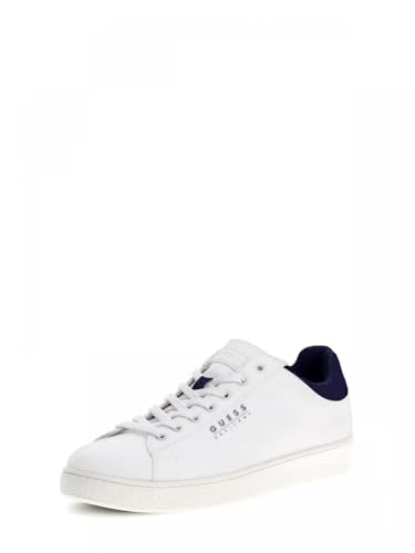 Baskets en cuir blanc résistantes et confortables avec touche bleu