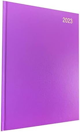 2023 A4 Diary One Day to Page Hardback Casebound Cover Diary with Full Saturday & Sunday Page Ribbon Marker DAP Year Planner for Business, Office, Home, Traveling, Appointments (Purple)