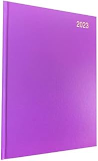 2023 A4 Diary One Day to Page Hardback Casebound Cover Diary with Full Saturday & Sunday Page Ribbon Marker DAP Year Planner for Business, Office, Home, Traveling, Appointments (Purple)