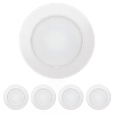 ECOELER 4 Inch LED Disk Light, Dimmable Flush Mount Ceiling Light, 10.5W 650Lm, 3000K Warm White, Aluminum Baffle Trim, Wet Location, ETL&Energy Star, 4Pack