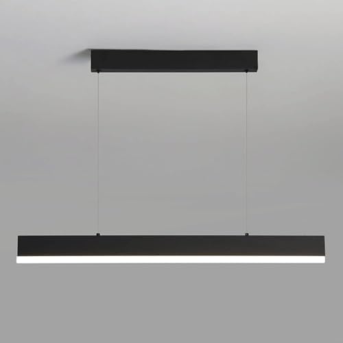 Lampe suspendue LED métal noir longue abat-jour acrylique variable salon escalier