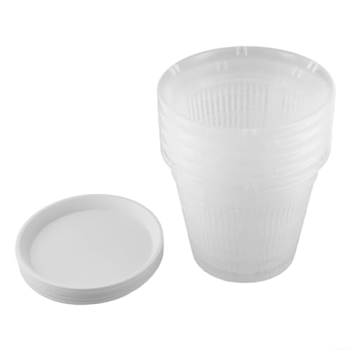 Bulevisiter Paquete de 5 macetas transparentes para orquídeas con bases, macetas de plástico para suculentas, hierbas, cactus, diseño ventilado para raíces saludables (19 cm)