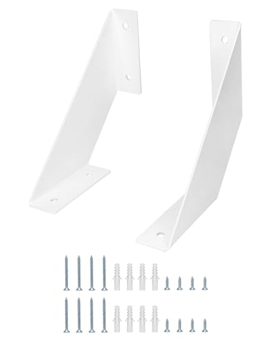 QWORK® 2 Piezas Soporte de Baldas Pared, Escuadras Metálicas Retro de Hierro, 15cm Blanco