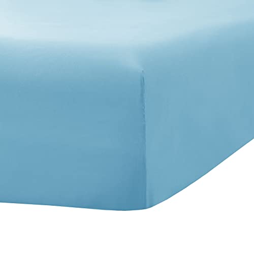 Image of Ghooss Full Size Fitted Sheet,Hotel Quality Bedding Fitted Sheet Deep Pocket up to 14 Inch,Wrinkle and Fade Resistant,1 Piece,Sky Blue