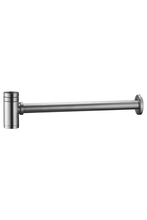 IMEX - Sifone per lavabo o bidet, set di scarico - trappola con apertura di pulizia + istruzioni di installazione - Sifone di design, sifone a tubo nichel spazzolato, SCL002/NQ