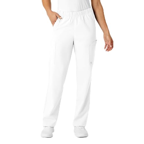 WonderWink W123 Unisex Multi-Cargo Scrub Pant - White, S