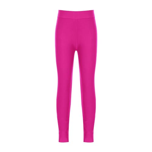 Yihuimin Girls Solid Color UPF 50+ Swim Leggings Beach Rash Guard Pants Gymnastics Dance Tights Hot Pink 8 Years