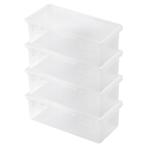 Torytoe Organizador lapices, Caja organizadora, Caja de Lápices de Plástico con Tapa a Presión, Estuche Apilable para Lápices, Organizador rotuladores para Material de Arte, oficina, Paquete de 4