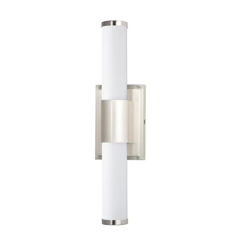 Image of Maxim Lighting Optic 18 inch 2-Light Bath Vanity Light | Satin Nickel Aluminum Finish | White Glass Shade | Transitional Indoor Light Fixture | Ideal for Bathrooms & Powder Rooms | 52114WTSN