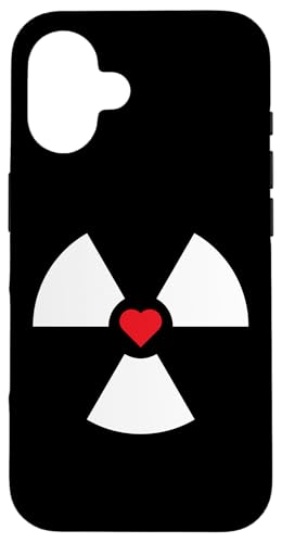 放射性標識 ハート 放射能 放射線 ハートマーク シンボル 注意 放射性物質 原子力 ハザード 放射線障害 警告 スマホケース iPhone 16 用