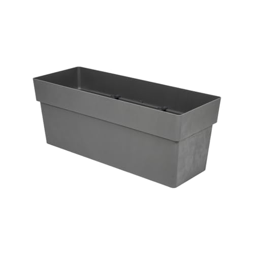 Kreher® Pflanzkasten Like XXL mit Rollen, 120 L Pflanzkübel Kunststoff in Naturstein-Optik, wetterfest & UV-beständig, Pflanzkasten groß für Garten, Terrasse & Balkon, 100 x 37 x 40 cm (1, Anthrazit)