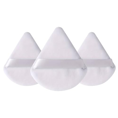 Set de 3 Esponjas de maquillaje triangular, esponjas de polvo, Esponjas aplicadoras, Borlas de maquillaje, Esponjas para base y polvo, Esponjas faciales, powder puff (Blanco)