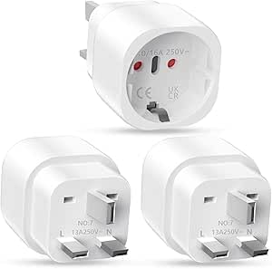 Adaptateur De Voyage 3 Pièces France Vers UK - Prise Anglaise Type G Pour Irlande, Angleterre, Ecosse, Dubaï, Malte