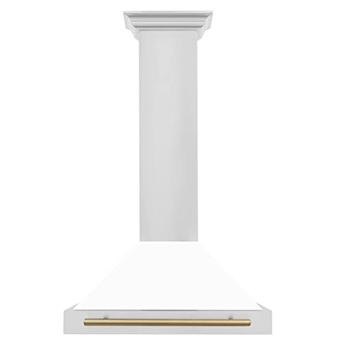 Zline Kitchen And Bath KB4STZ-WM30-CB Zline 30 Inch Autograph Edition Stainless Steel Range Hood With White Matte Shell And Champagne Bronze Accents thumb #2