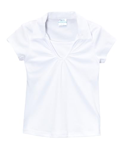 Girl's Uniform V-Neck Collar Shirt Short Sleeve Great for School Burgundy Navy White Sky Blue Green Purple Yellow Red