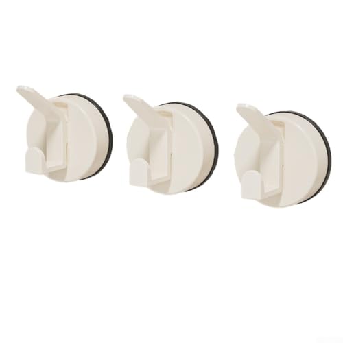 babominimer Ganchos de pared con ventosa al vacío de silicona ABS resistente para puerta, baño, cocina, toalla, llavero, sin taladro, extraíble, reutilizable, multifuncional (3 unidades, blanco)