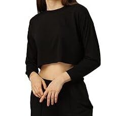 sxv style SXV Solid Longsleeve Crop Sweatshirt Top-picture-19