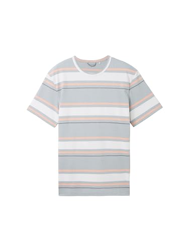 TOM TAILOR Herren T-Shirt mit Streifen aus Piqué, 35041 - Mint Grey Multi Stripe, XL – Ansicht 5