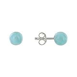 Gemacht mit Larimar Schmuck Les Poulettes - Sterling Silber Ohrringe Nagel Kleine Larimar Perle