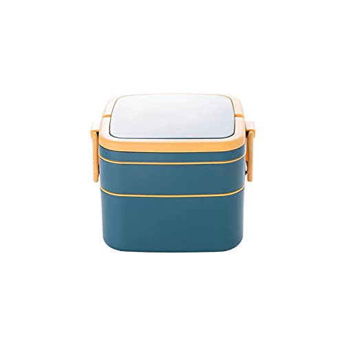 ZGHQHCDRH Fiambrera, Cajas Bento de 1100ml, fiambrera saludable portátil 2 capas, contenedor comida, horno microondas, fiambreras con corte(A)
