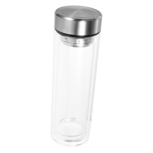 OFFSCH 1Stk Haushaltsglasbecher Doppelwandige Wasserflasche büro wasserflasche sportliche Wasserflasche kaffeekännchen coffee kettle Glasbecher mit tragbarer Glasbecher Silver OFFSCH 1Stk Haushaltsglasbecher Doppelwandige Wasserflasche büro wasserflasche sportliche Wasserflasche kaffeekännchen coffee kettle Glasbecher mit tragbarer Glasbecher Silver