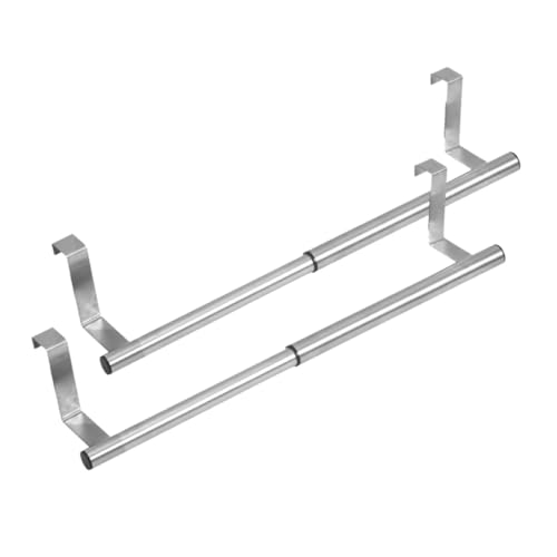 FIXOSHEE Lot de 2 Barres Porte-Serviettes de Salle de Bain Extensibles en Acier Inoxydable, sans Perçage, Finition INOX, Fixation Porte de Placard, Cuisine et Salle de Bain, Rangement Mural Pratique