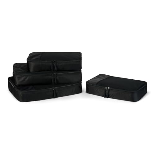 Amazon Essentials, Set di 4 Packing Cube, Accessori Viaggio, Organizer per Bagagli con Doppia Cerniera, Parte Superiore in Rete,...