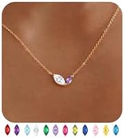 Dainty Gold Birthstone Necklaces for Women Non Tarnish 14K Gold Plated Necklaces for Women Trendy Blue Green Cubic Zirconia Pendant Necklace Graduation Birthday Gifts for Mom Personalized Jewelry