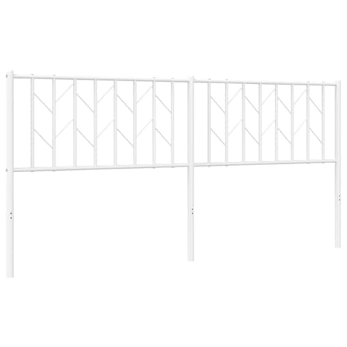 Mhdvray Tête de Lit 180 cm en Métal Blanc pour Cadre de Lit à Tubes Ronds, Dosseret de Lit Double Moderne et Robuste, Support de Dos Stable pour Lecture et...