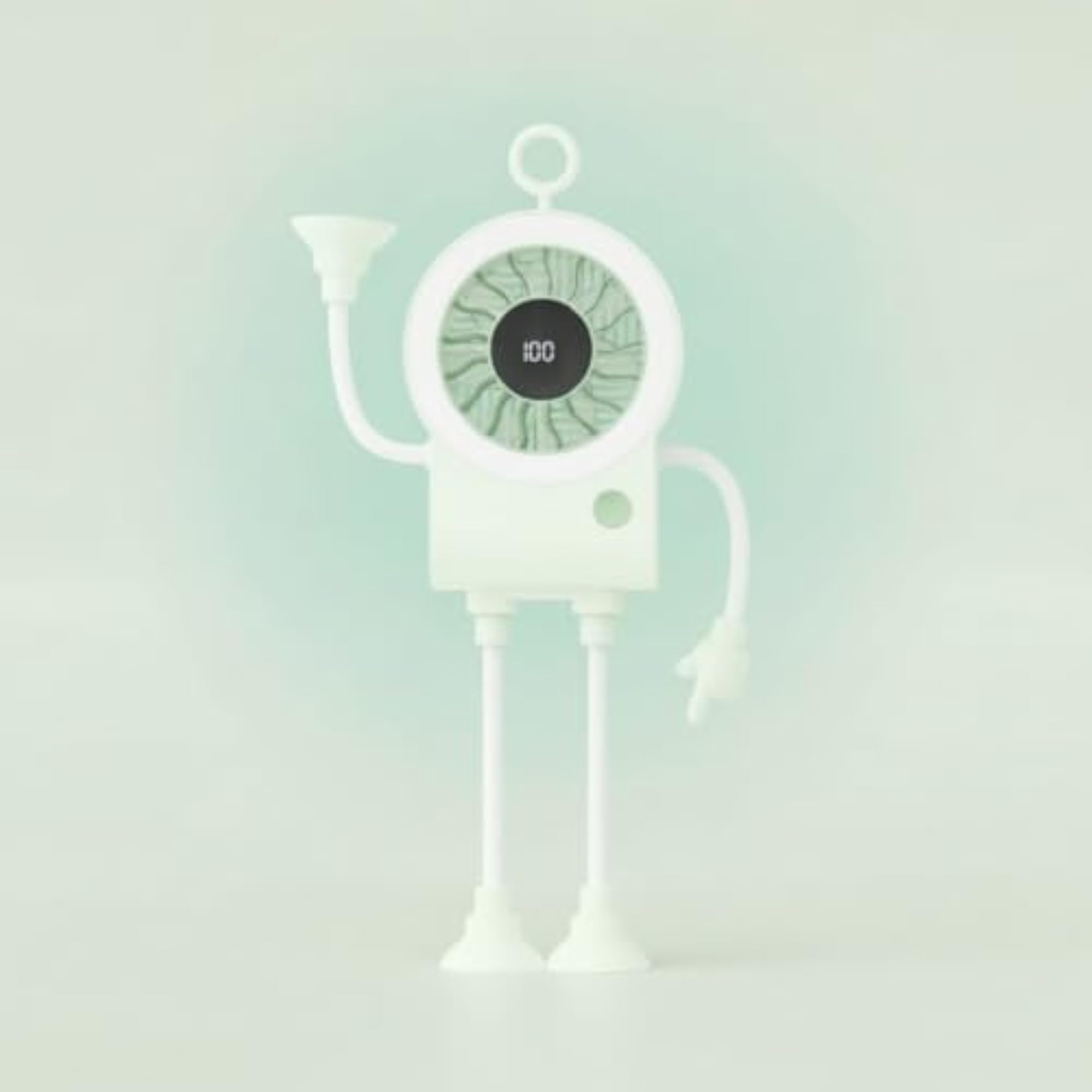 Compact Mini Fan with Suction Cups, Portable Alien Design