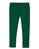 Girls Leggings 100% Cotton for School Uniform Sports or Play Perfect for Sensitive Skin or SPD Sensory Friendly Clothing (Forest Green, 7)