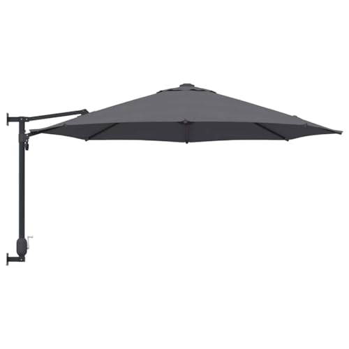 Parasol de jardin en polyester anthracite robuste avec manivelle