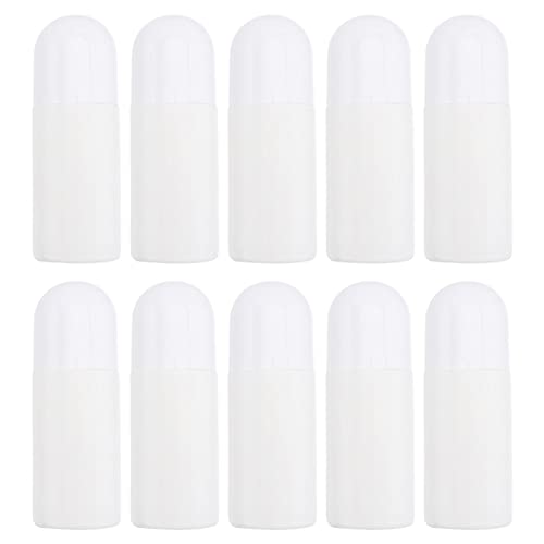 SUPVOX 10PCS Plastic Roller Bottles Empty Refillable Roll on Bottles for Essential Oil Perfume Serum Cosmetics Lotion with Plastic Roller Ball 50ML (White)