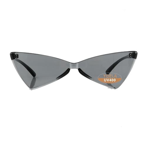 OLINOWL Triangle Rimless Sunglasses One Piece Colored Transparent Sunglasses For Women and Men Dark Gray triangle