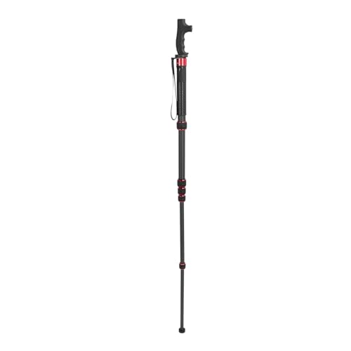 Camera Monopod, 6 Section Extendable Carbon Fiber Monopod, Walking Stick Head, 1/4 Inch 3/8 Inch Conversion Screw, DSLR Action Camera, Easy to Carry with Pouch