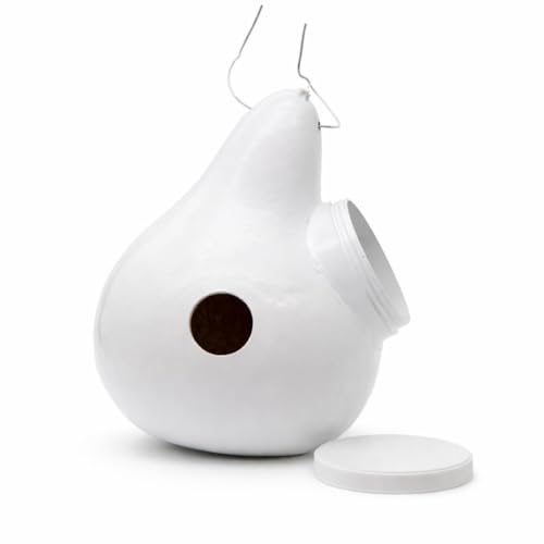 Purple Martin Gourd Birdhouse 1214 Tall 2 Entrance Hole Side Clean-Out White Ready to Hang