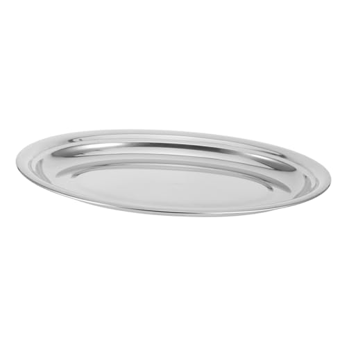 Ipetboom Stainless Steel Oval Fish Tray Multi Purpose Steamer for Grilled Fish Serving Platter for Steaks and Western Dishes for Home and Restaurant Use