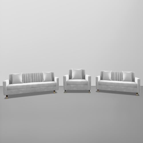 Image of Casaliving Garcia 3+2+1 Seater Sofa Set for Living Room (Grey Colour) Premium Fabric Sofa