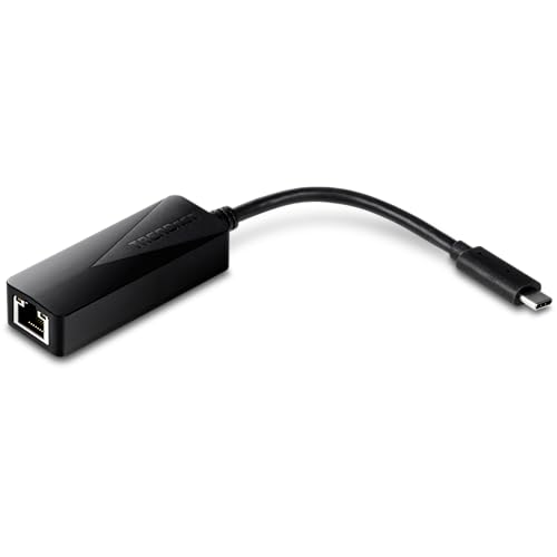 Image of TRENDnet USB Type-C to Gigabit Ethernet LAN Wired Network Adapter, Windows & Mac Compatible, Nintendo Switch, USB-C to Gigabit Ethernet Adapter, Black, TUC-ETG
