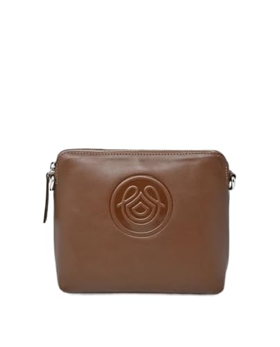 Laura Valle Bolso Cuero Mujer Bandolera Modelo DAIRA – Bolsos de Piel Autentica Mujer Elegantes con Logo Grabado – Bolsos Mujer Bandolera Versátiles y Modernos (Marrón)