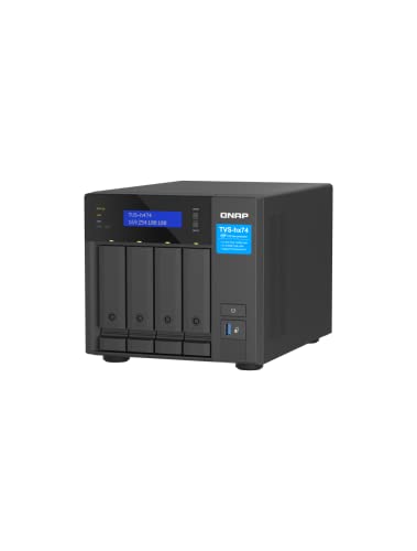 Image of QNAP TVS-h474-PT-8G-US 4 Bay High-Speed Desktop NAS with Intel Pentium Gold 2-core CPU, 8GB DDR4 Memory, 2.5 GbE Networking and PCIe Gen 4 expandability (Diskless)