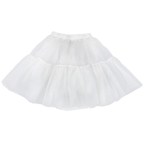 Amosfun Christmas Hoopless Petticoat Underskirt Tulle Ball Gowns Dresses Petticoats Christmas Costume Cosplay Underskirt for Women Girl Showing Stage White